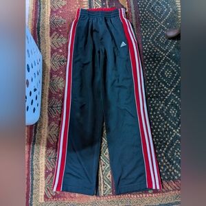 Adidas Kids Black Track Pants with Red Stripes